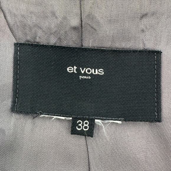 Et Vous | Size 38 | Gray 100% Wool Notched Lapel Single-Button 2 Pocket Blazer - Picture 2 of 10